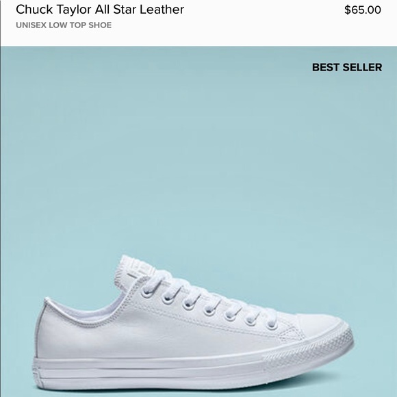 Men’s Chuck Taylor All Star Leather White Converse Sneakers. - Picture 2 of 10